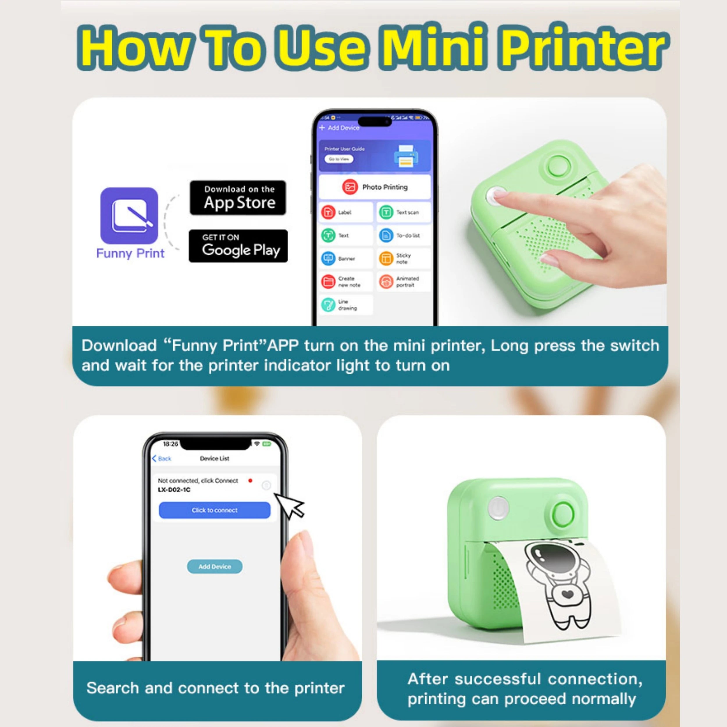 Dolewa D3 Portable Printer Thermal Paper Stickers Paper Mini Printers Labels Maker Printer for Error Printing Photo Printing